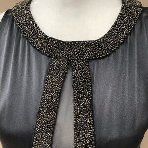 Massimo Dutti 100% silk grey blouse with back sheer, size 8